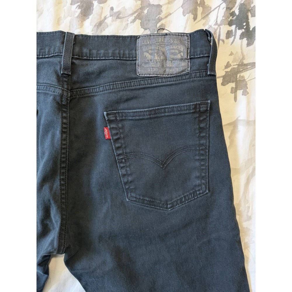 Levi's 513 Slim Straight Jeans Black Wash Men's Stretch Denim Pants 34 x 34